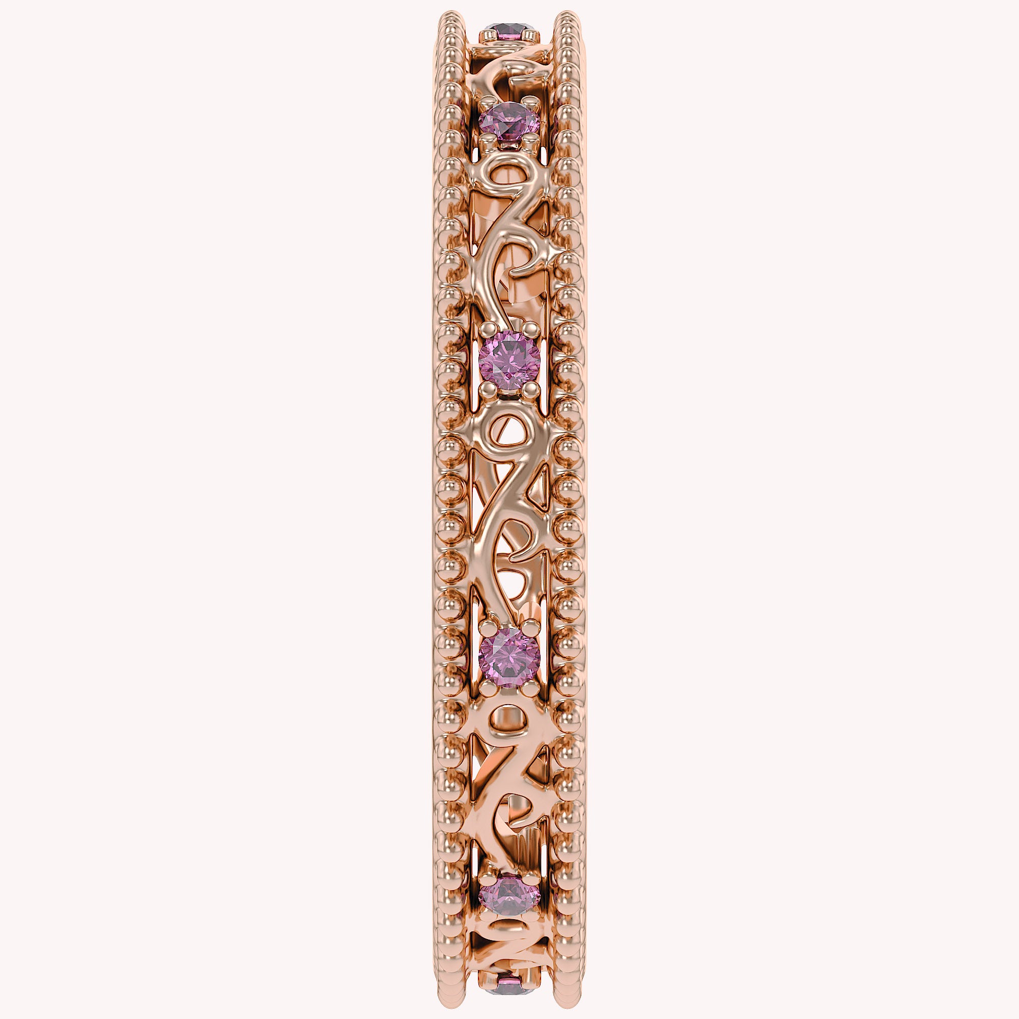 Filigree Eternity Wedding Band Ring Simulated Gemstone