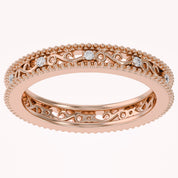 Filigree Eternity Wedding Band Ring Simulated Gemstone