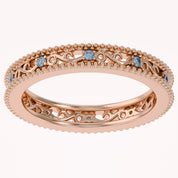 Filigree Eternity Wedding Band Ring Simulated Gemstone