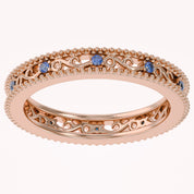Filigree Eternity Wedding Band Ring Simulated Gemstone