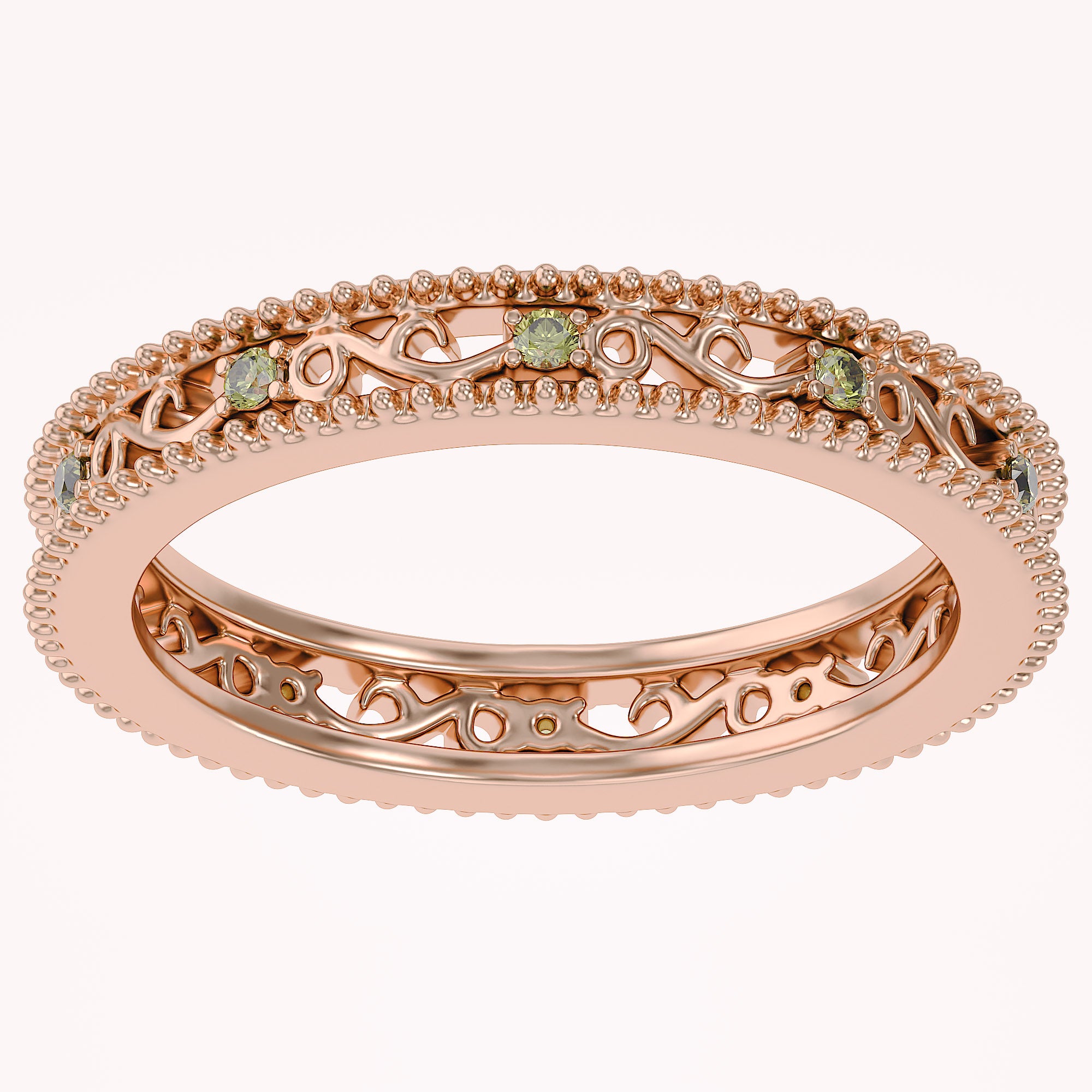 Filigree Eternity Wedding Band Ring Simulated Gemstone