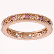 Filigree Eternity Wedding Band Ring Simulated Gemstone