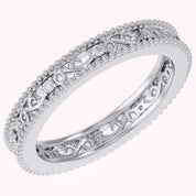Filigree Eternity Wedding Band Ring Simulated Gemstone