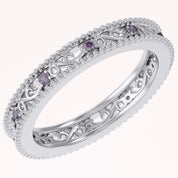 Filigree Eternity Wedding Band Ring Simulated Gemstone