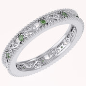 Filigree Eternity Wedding Band Ring Simulated Gemstone