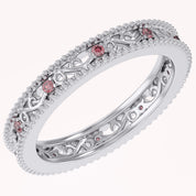 Filigree Eternity Wedding Band Ring Simulated Gemstone