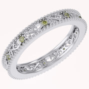 Filigree Eternity Wedding Band Ring Simulated Gemstone