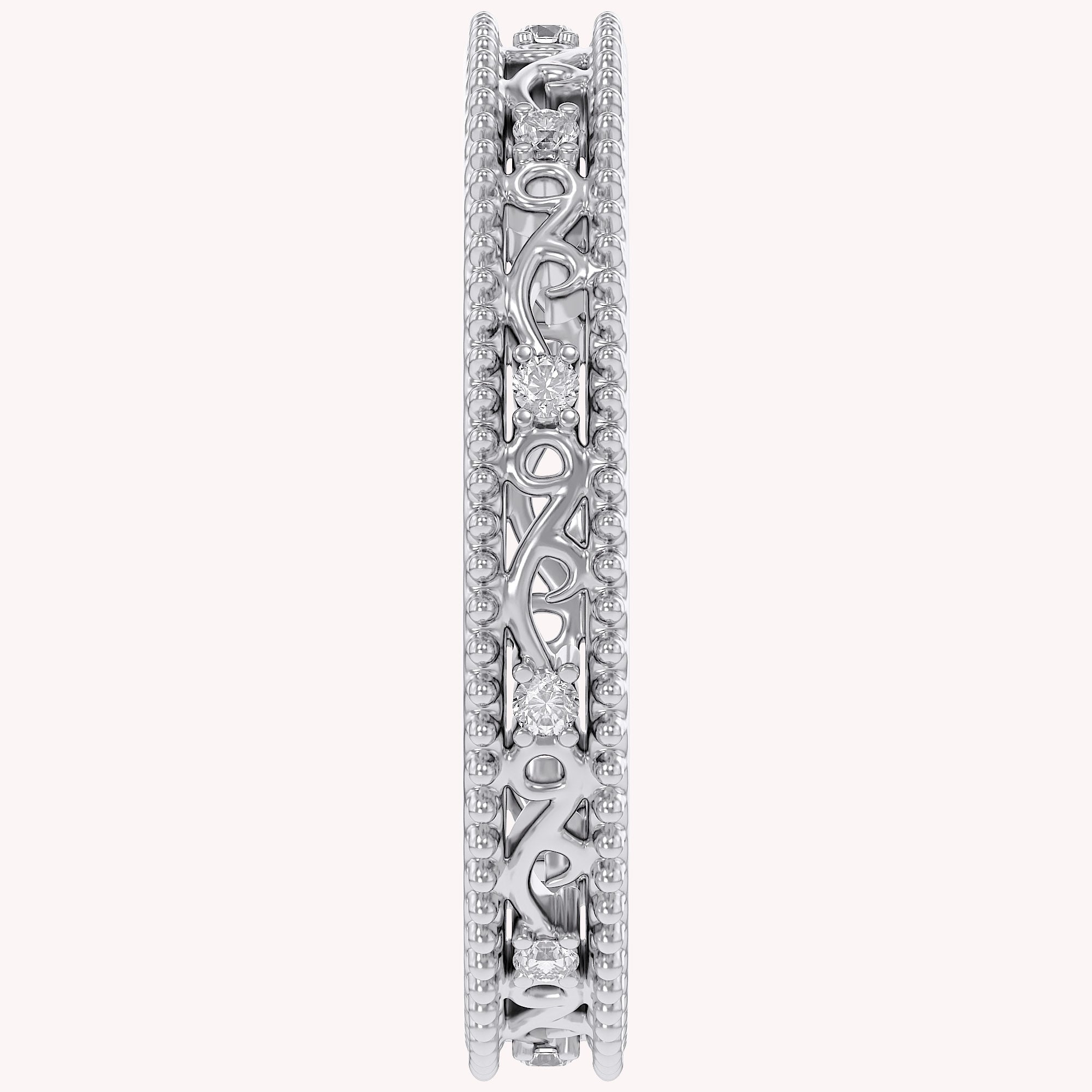 Filigree Eternity Wedding Band Ring Simulated Gemstone