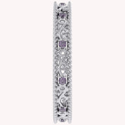 Filigree Eternity Wedding Band Ring Simulated Gemstone