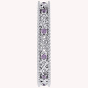 Filigree Eternity Wedding Band Ring Simulated Gemstone