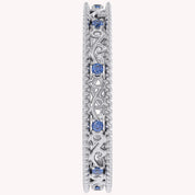 Filigree Eternity Wedding Band Ring Simulated Gemstone