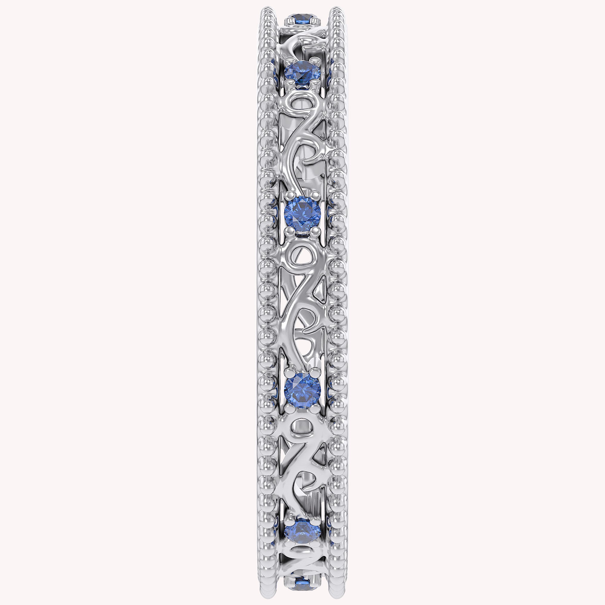Filigree Eternity Wedding Band Ring Simulated Gemstone