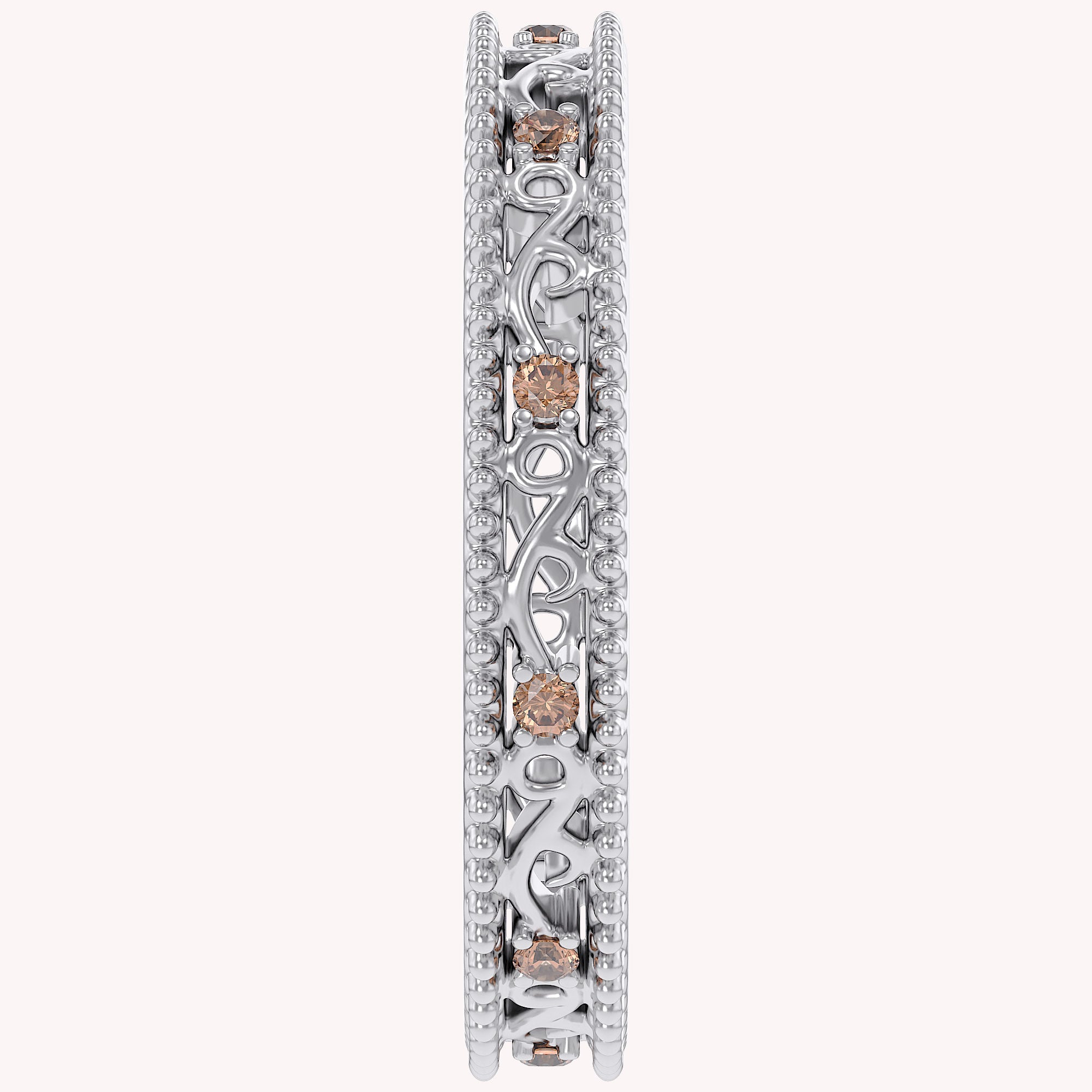 Filigree Eternity Wedding Band Ring Simulated Gemstone