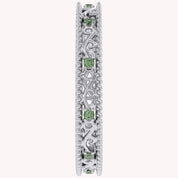 Filigree Eternity Wedding Band Ring Simulated Gemstone