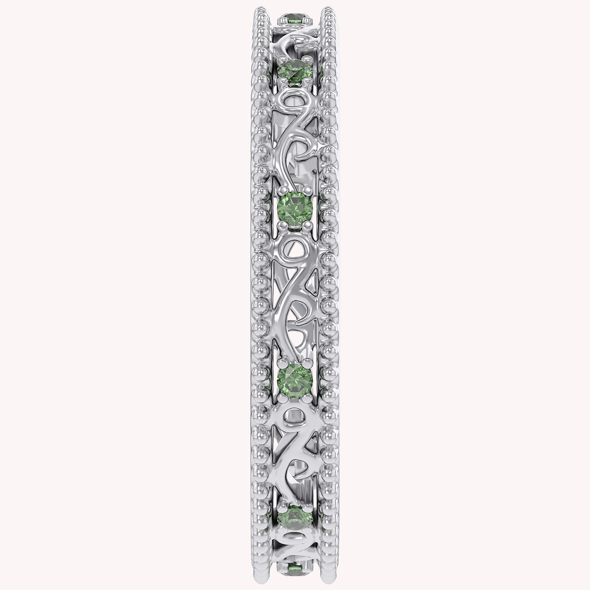 Filigree Eternity Wedding Band Ring Simulated Gemstone