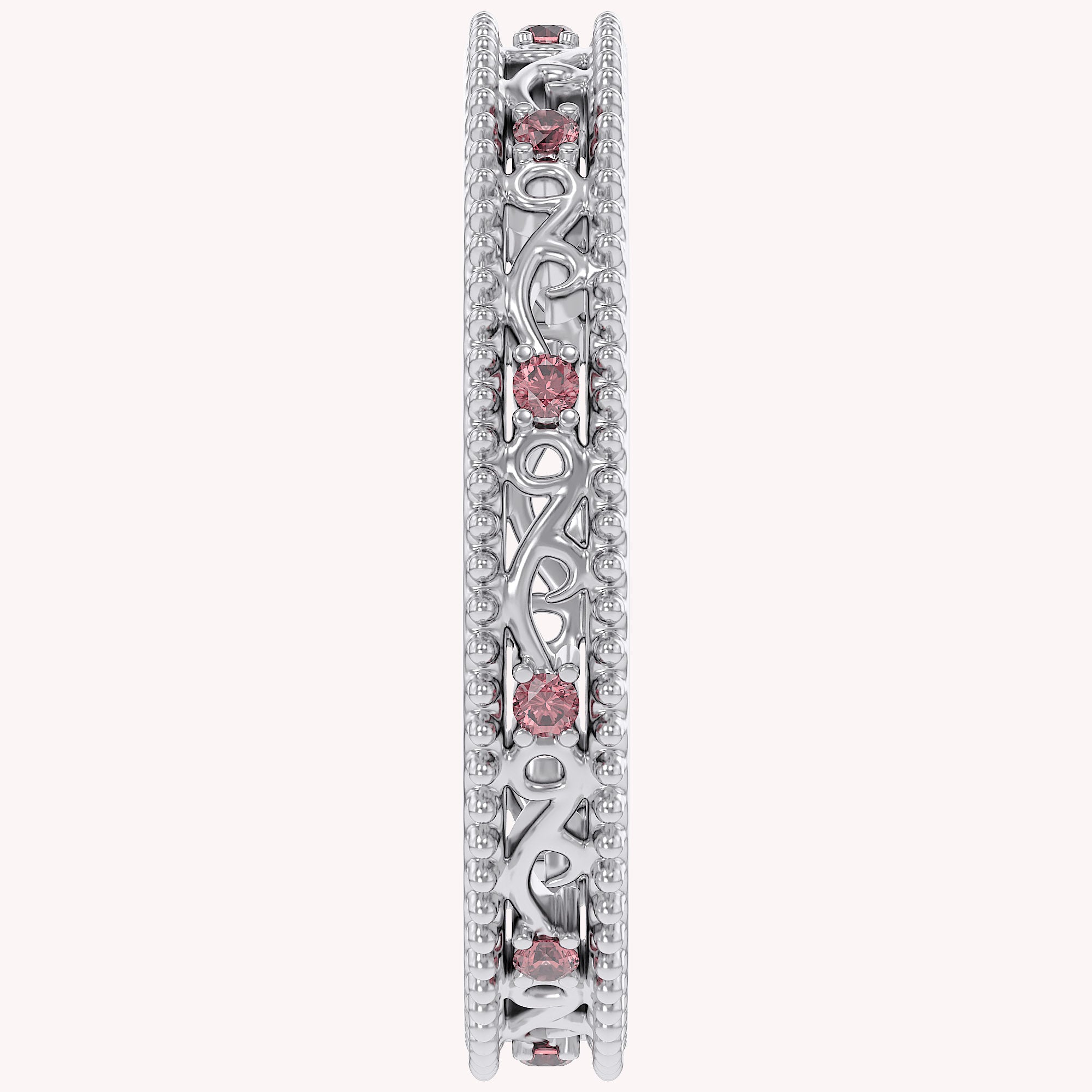 Filigree Eternity Wedding Band Ring Simulated Gemstone