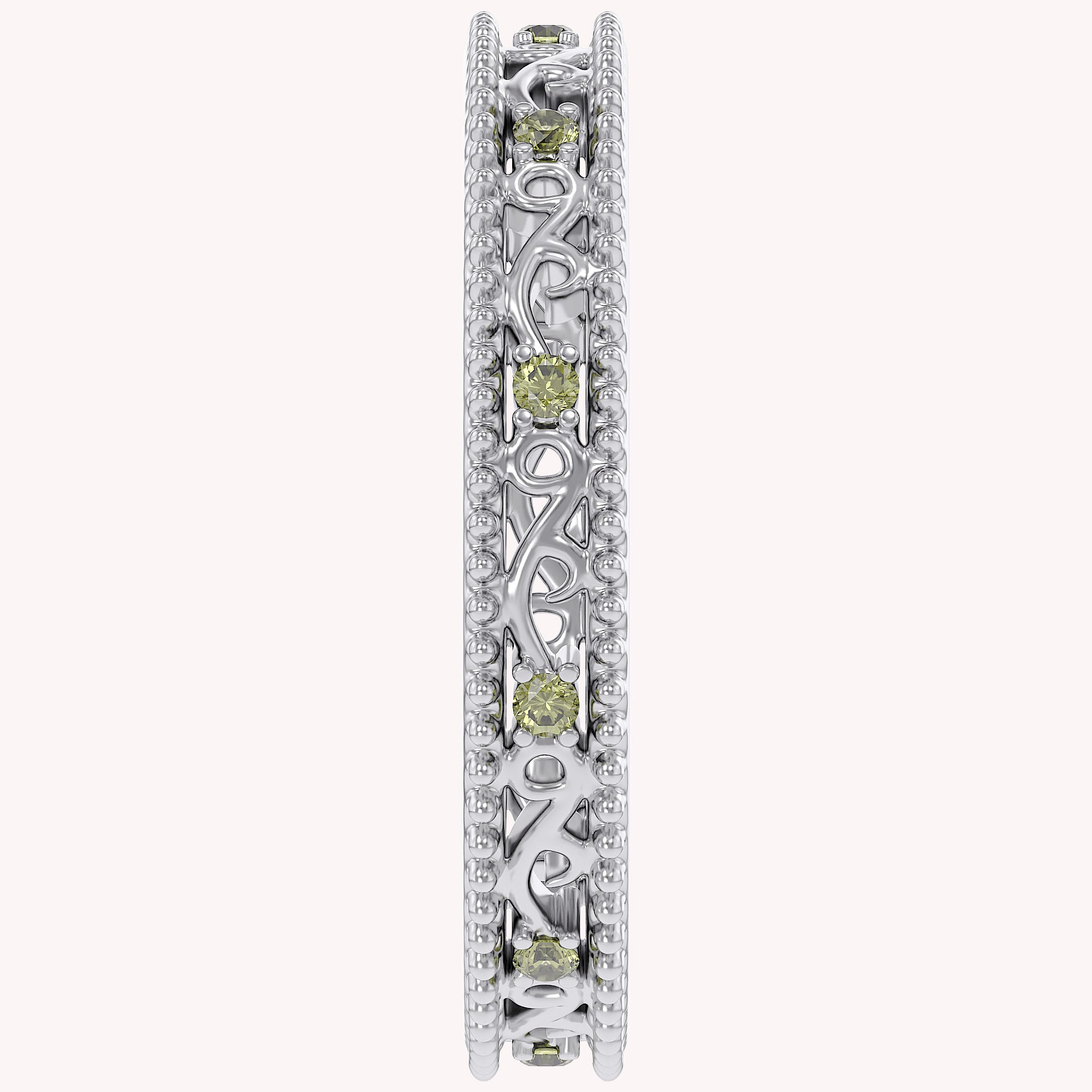 Filigree Eternity Wedding Band Ring Simulated Gemstone