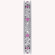Filigree Eternity Wedding Band Ring Simulated Gemstone