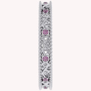 Filigree Eternity Wedding Band Ring Simulated Gemstone