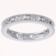 Filigree Eternity Wedding Band Ring Simulated Gemstone