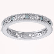 Filigree Eternity Wedding Band Ring Simulated Gemstone