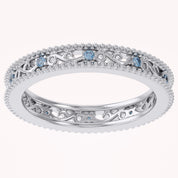 Filigree Eternity Wedding Band Ring Simulated Gemstone