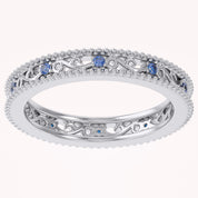 Filigree Eternity Wedding Band Ring Simulated Gemstone