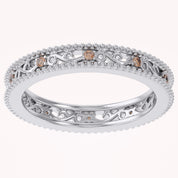 Filigree Eternity Wedding Band Ring Simulated Gemstone