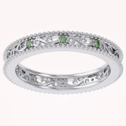 Filigree Eternity Wedding Band Ring Simulated Gemstone