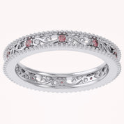 Filigree Eternity Wedding Band Ring Simulated Gemstone