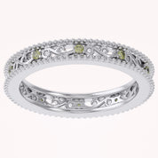 Filigree Eternity Wedding Band Ring Simulated Gemstone