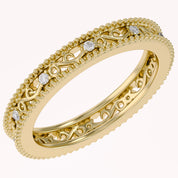 Filigree Eternity Wedding Band Ring Simulated Gemstone