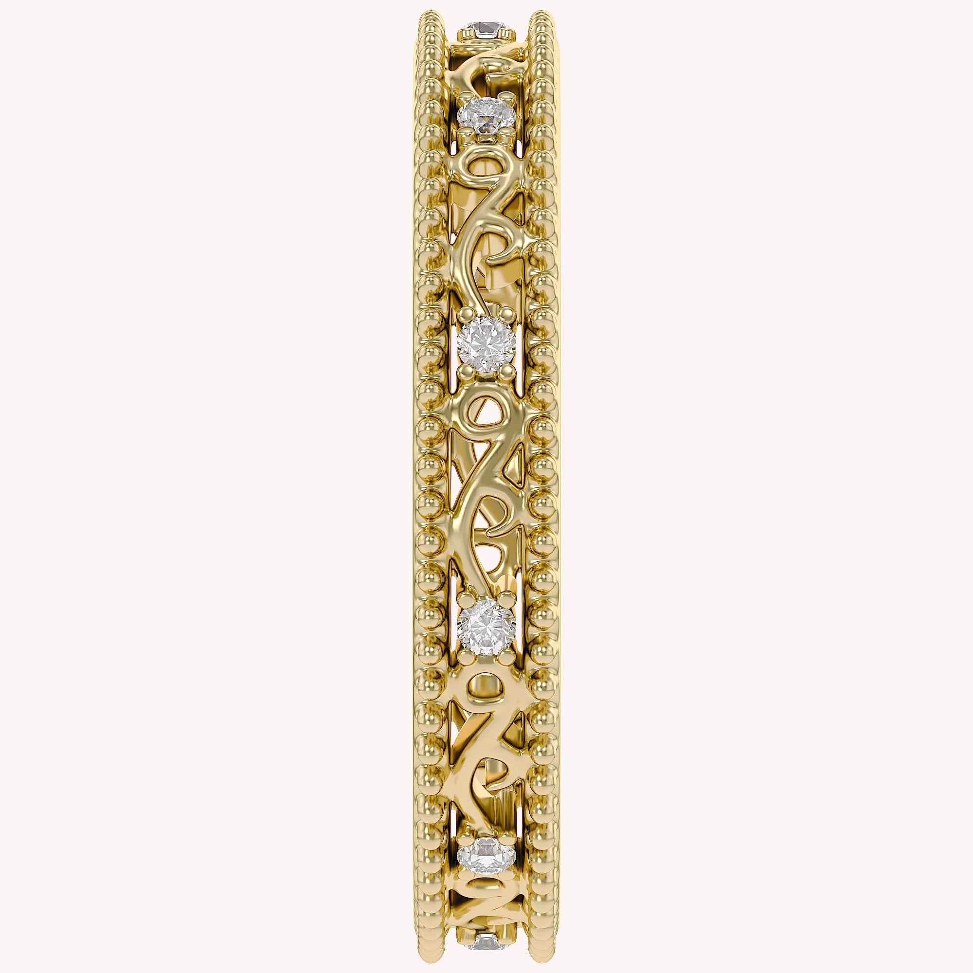 Filigree Eternity Wedding Band Ring Simulated Gemstone