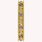 Filigree Eternity Wedding Band Ring Simulated Gemstone