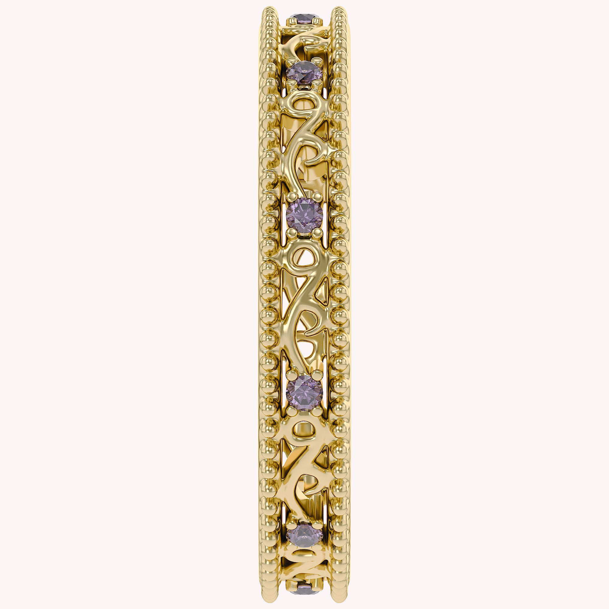 Filigree Eternity Wedding Band Ring Simulated Gemstone