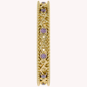 Filigree Eternity Wedding Band Ring Simulated Gemstone