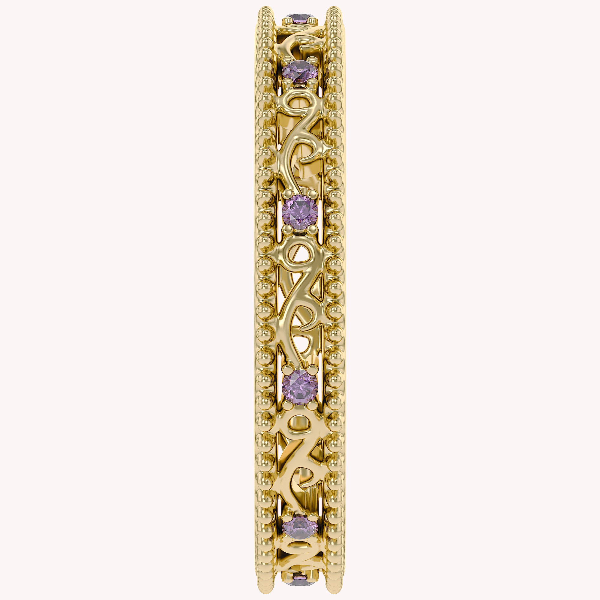 Filigree Eternity Wedding Band Ring Simulated Gemstone