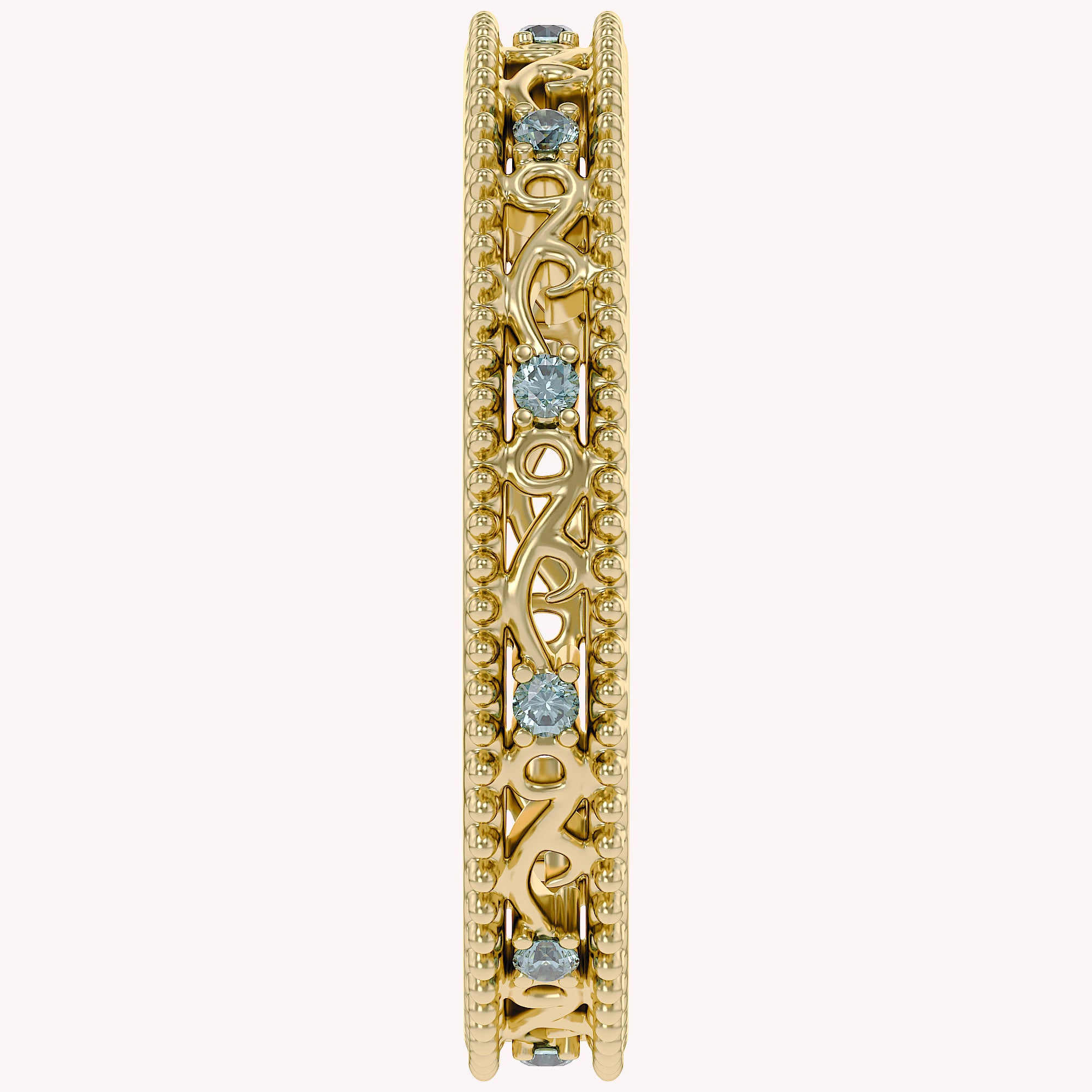 Filigree Eternity Wedding Band Ring Simulated Gemstone