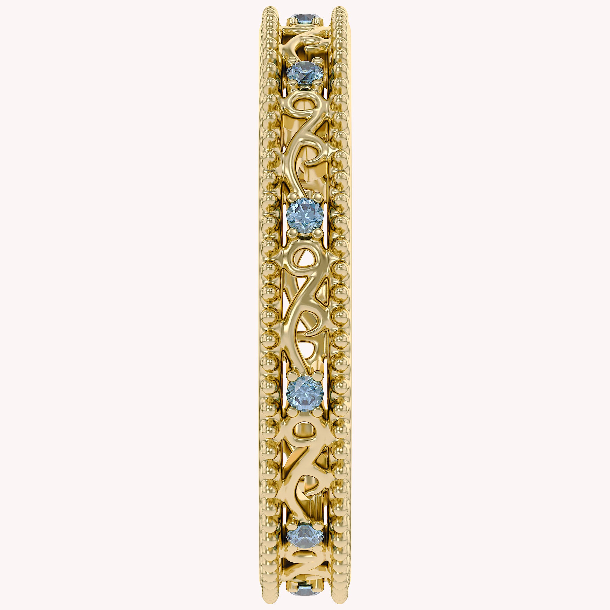 Filigree Eternity Wedding Band Ring Simulated Gemstone
