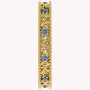Filigree Eternity Wedding Band Ring Simulated Gemstone