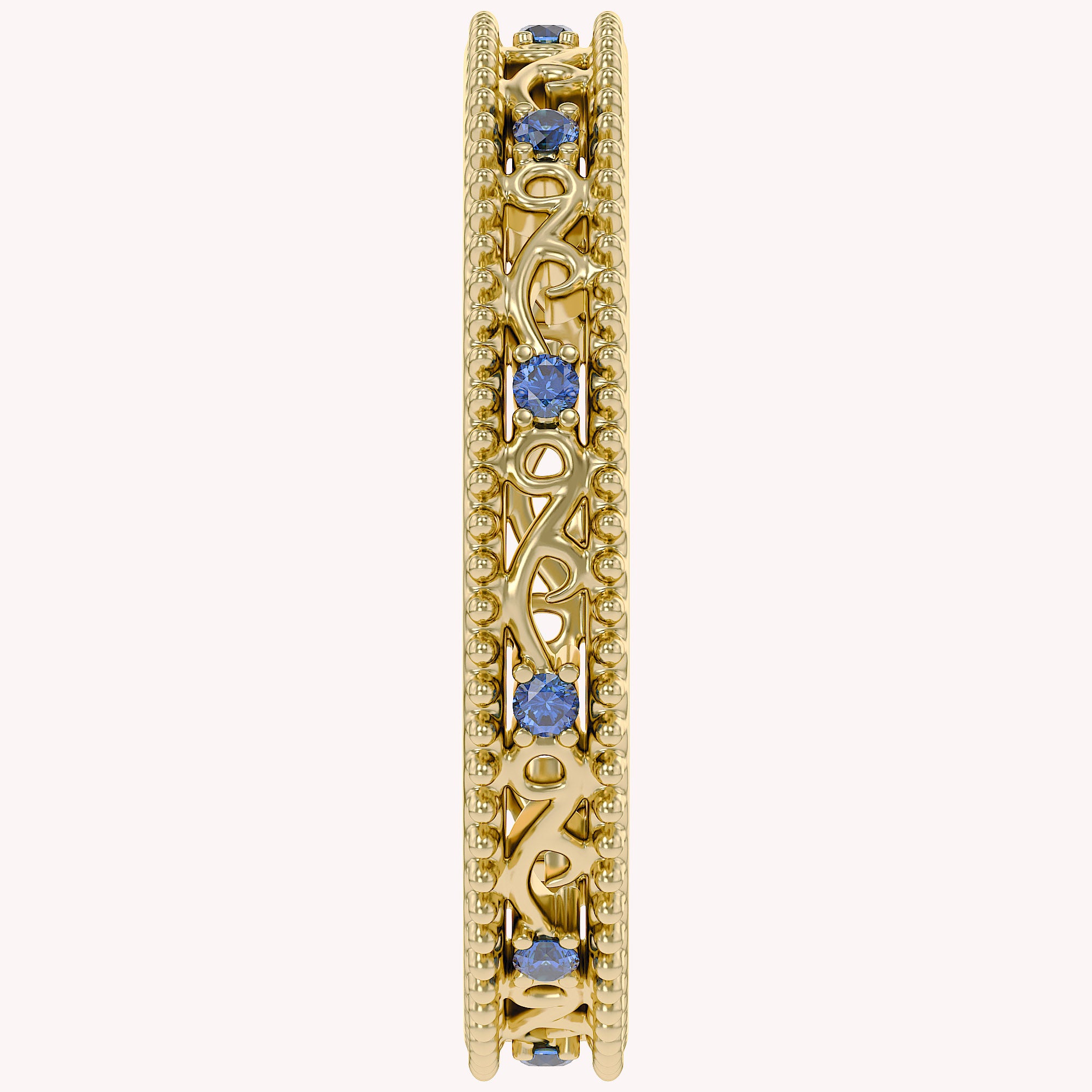 Filigree Eternity Wedding Band Ring Simulated Gemstone