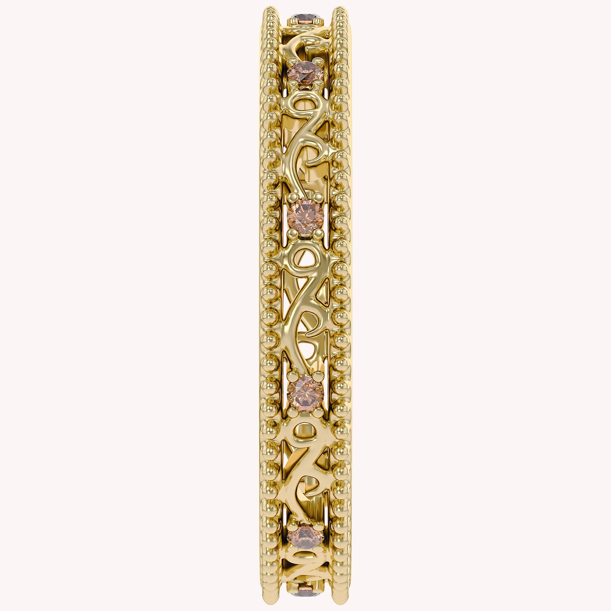 Filigree Eternity Wedding Band Ring Simulated Gemstone
