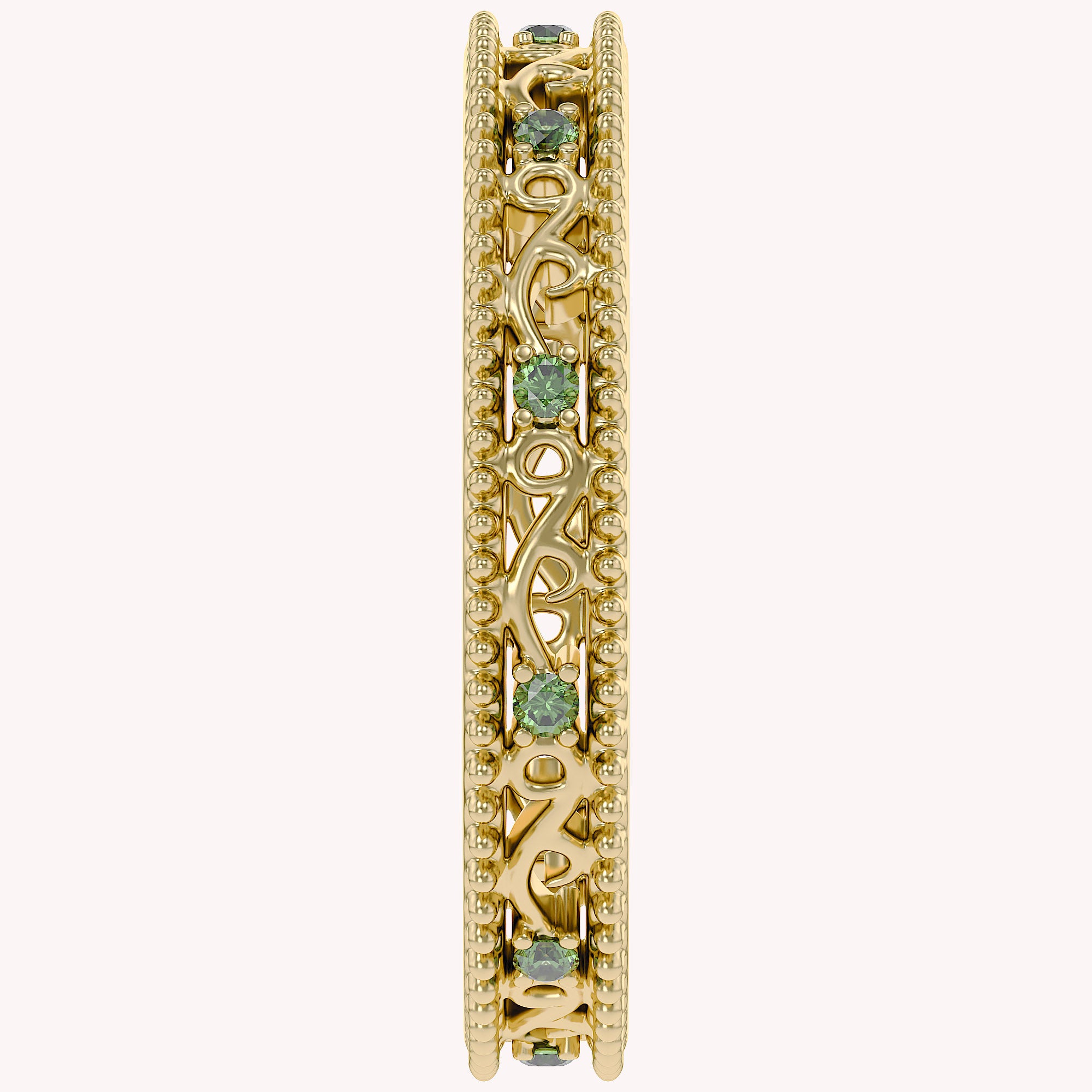 Filigree Eternity Wedding Band Ring Simulated Gemstone