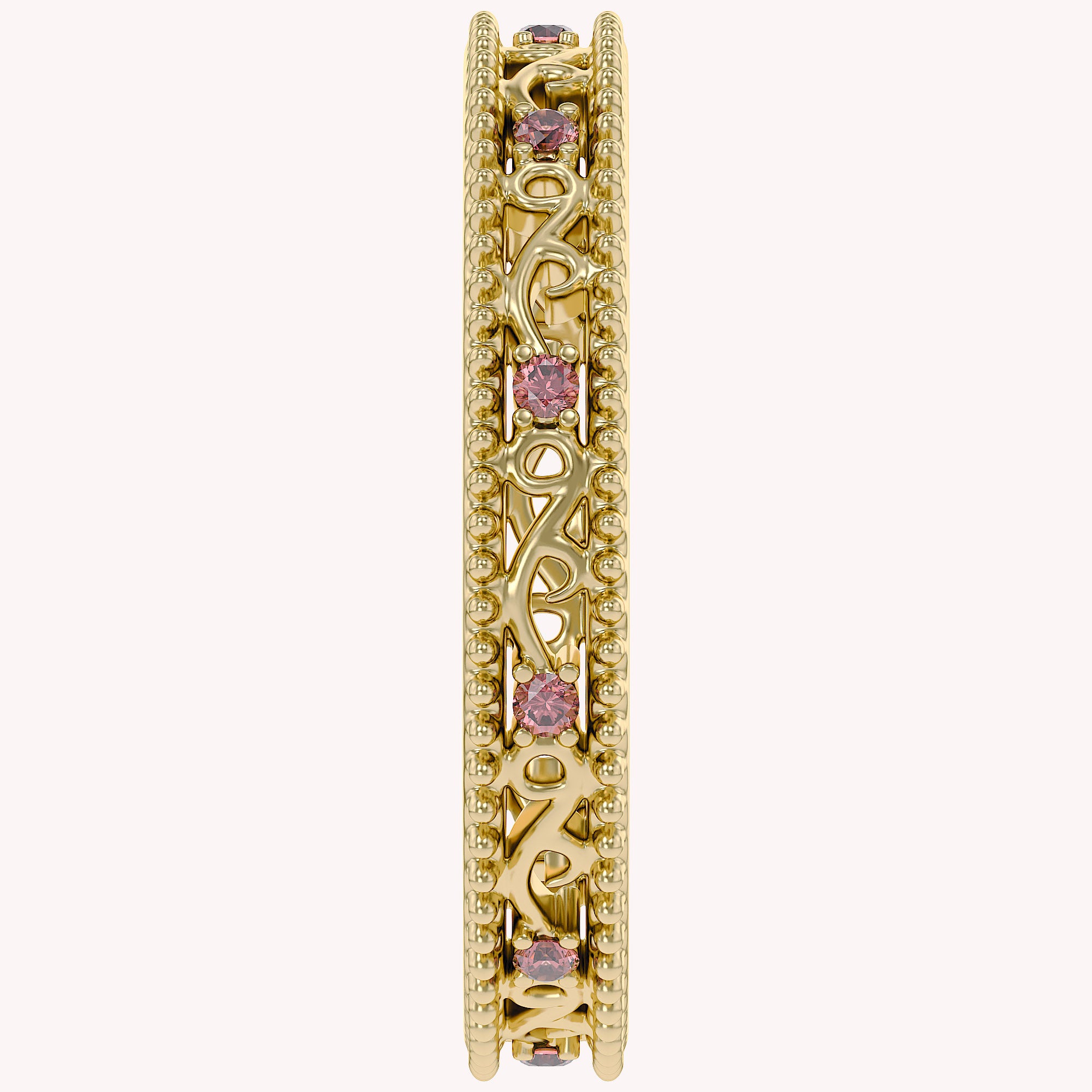 Filigree Eternity Wedding Band Ring Simulated Gemstone