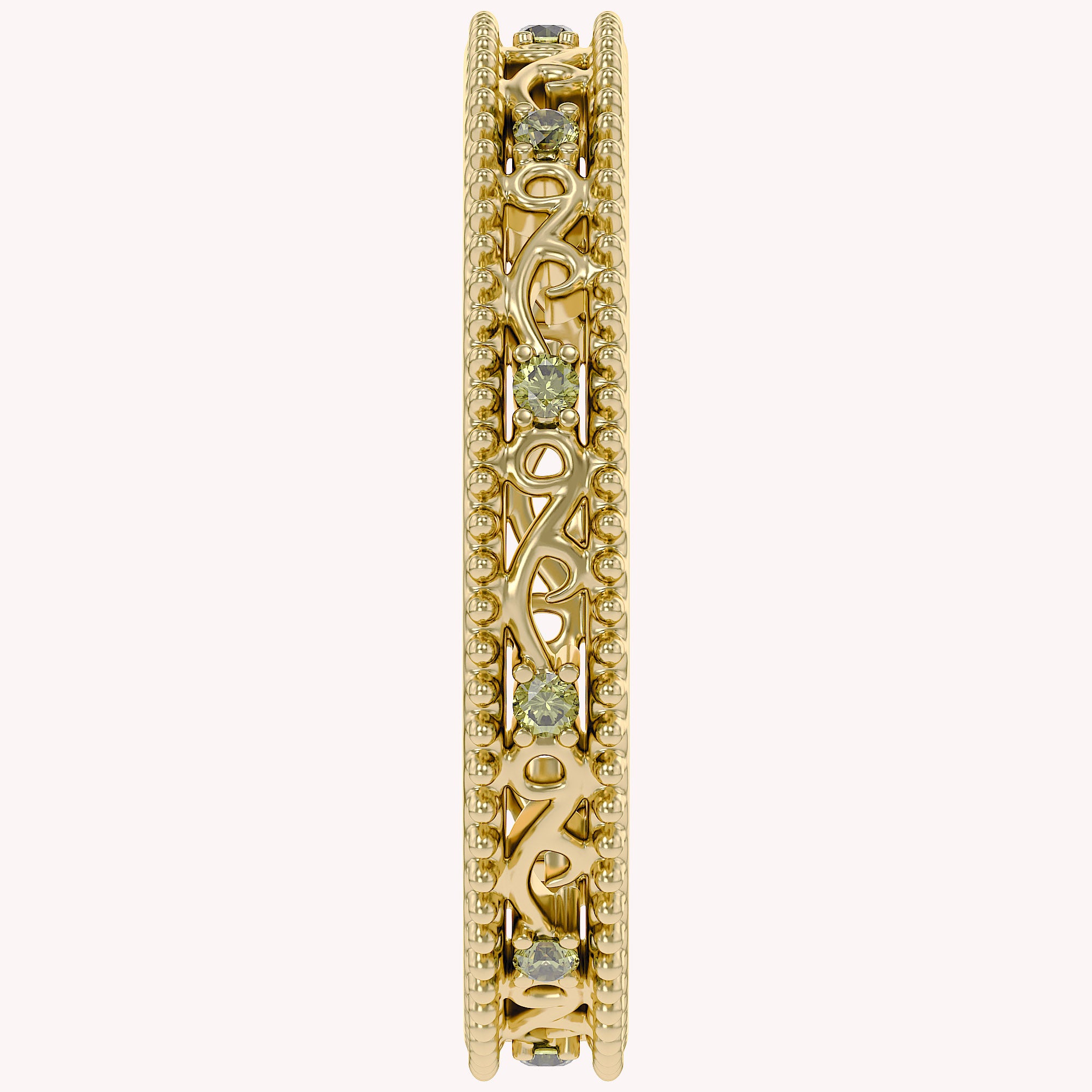 Filigree Eternity Wedding Band Ring Simulated Gemstone
