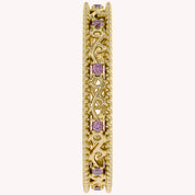 Filigree Eternity Wedding Band Ring Simulated Gemstone