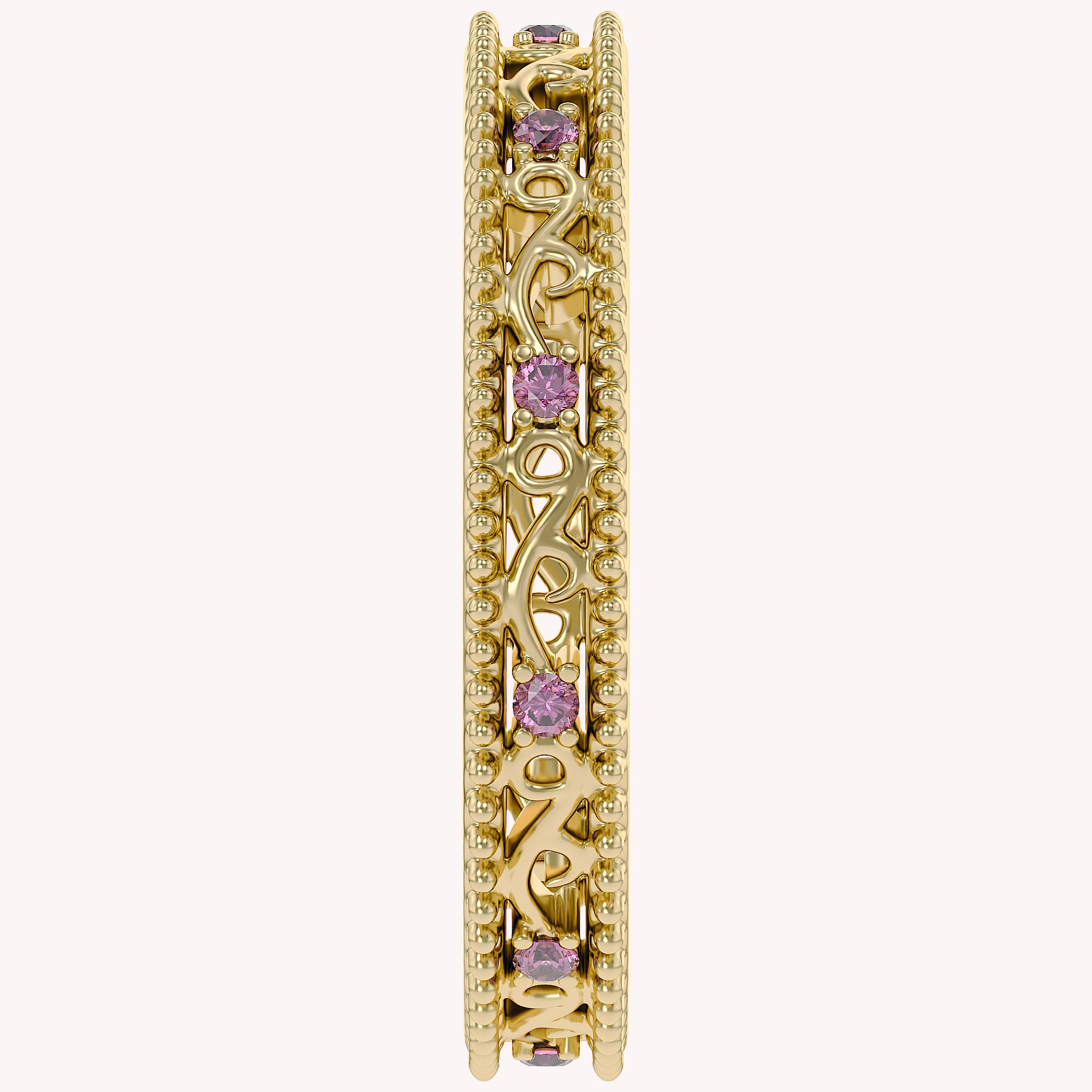 Filigree Eternity Wedding Band Ring Simulated Gemstone