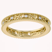 Filigree Eternity Wedding Band Ring Simulated Gemstone
