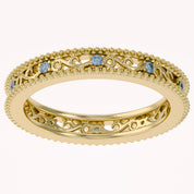 Filigree Eternity Wedding Band Ring Simulated Gemstone