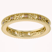 Filigree Eternity Wedding Band Ring Simulated Gemstone